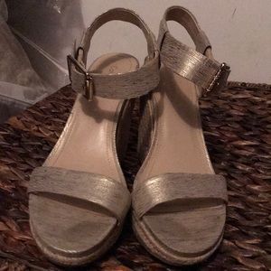 Gold wedge espadrille sandal